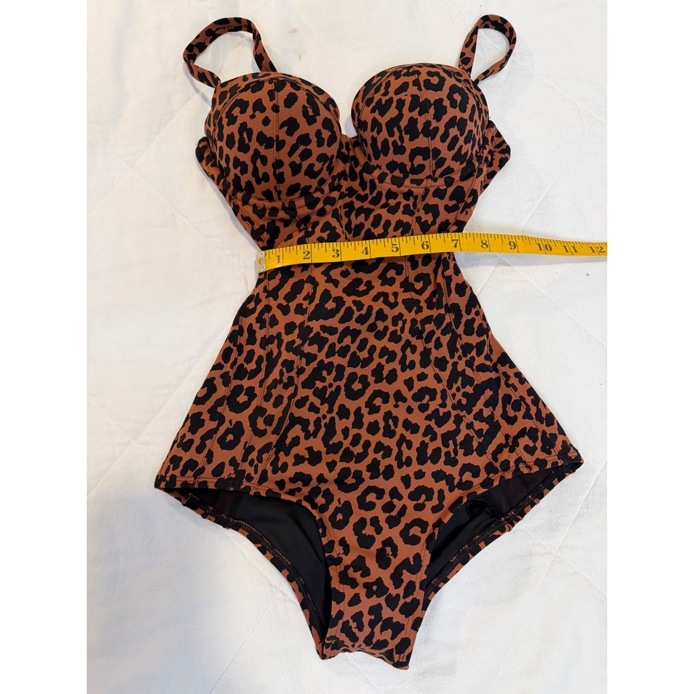 TA3 Modern Leopard Lushy Hipster Swimsuit XXS Regular Long D/DD One Piece Brown - Picture 5 of 9